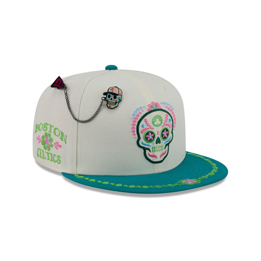 Boston Celtics Day of the Dead Chrome White 59FIFTY Fitted Hat
