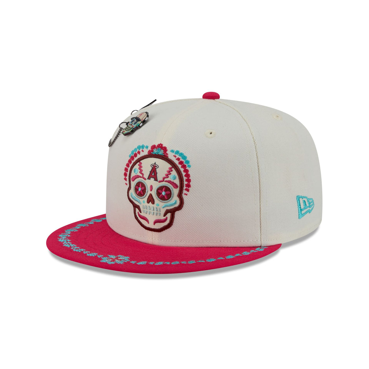 Los Angeles Angels Day of the Dead Chrome White 59FIFTY Fitted Hat