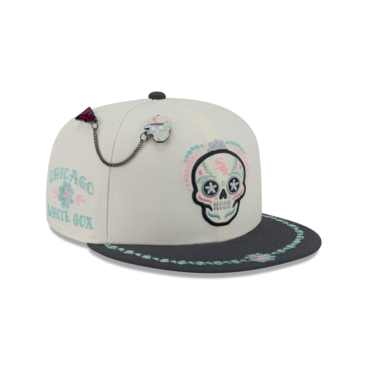 Chicago White Sox Day of the Dead Chrome White 59FIFTY Fitted Hat