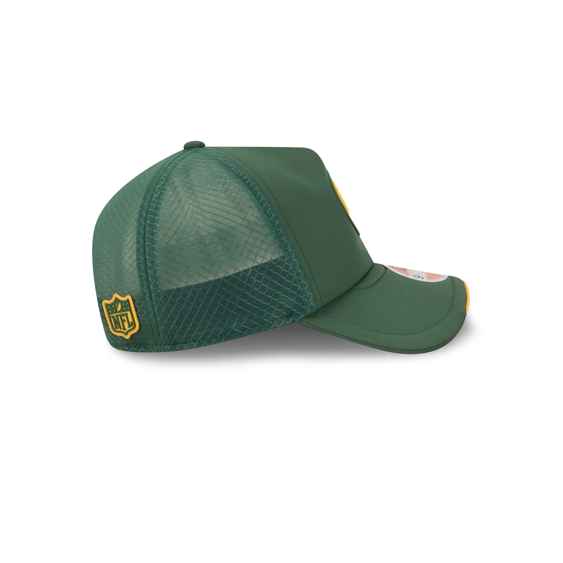 beeden オリーブグリーンチェックキャップ Green Bay Packers 2026 Sideline 9FORTY APEX Trucker Hat – New Era Cap