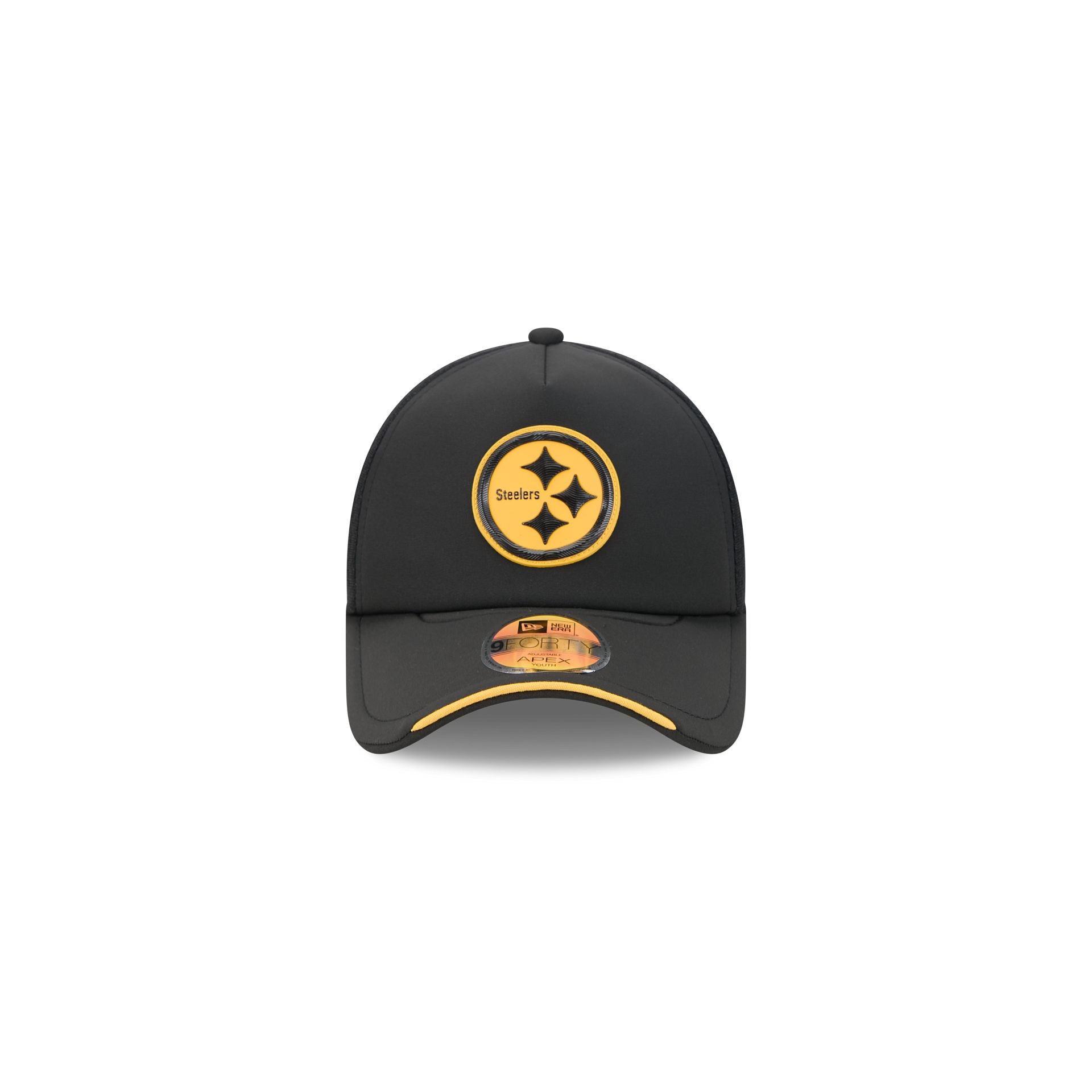 Pittsburgh Steelers 2026 Sideline Kids 9FORTY APEX Trucker Hat
