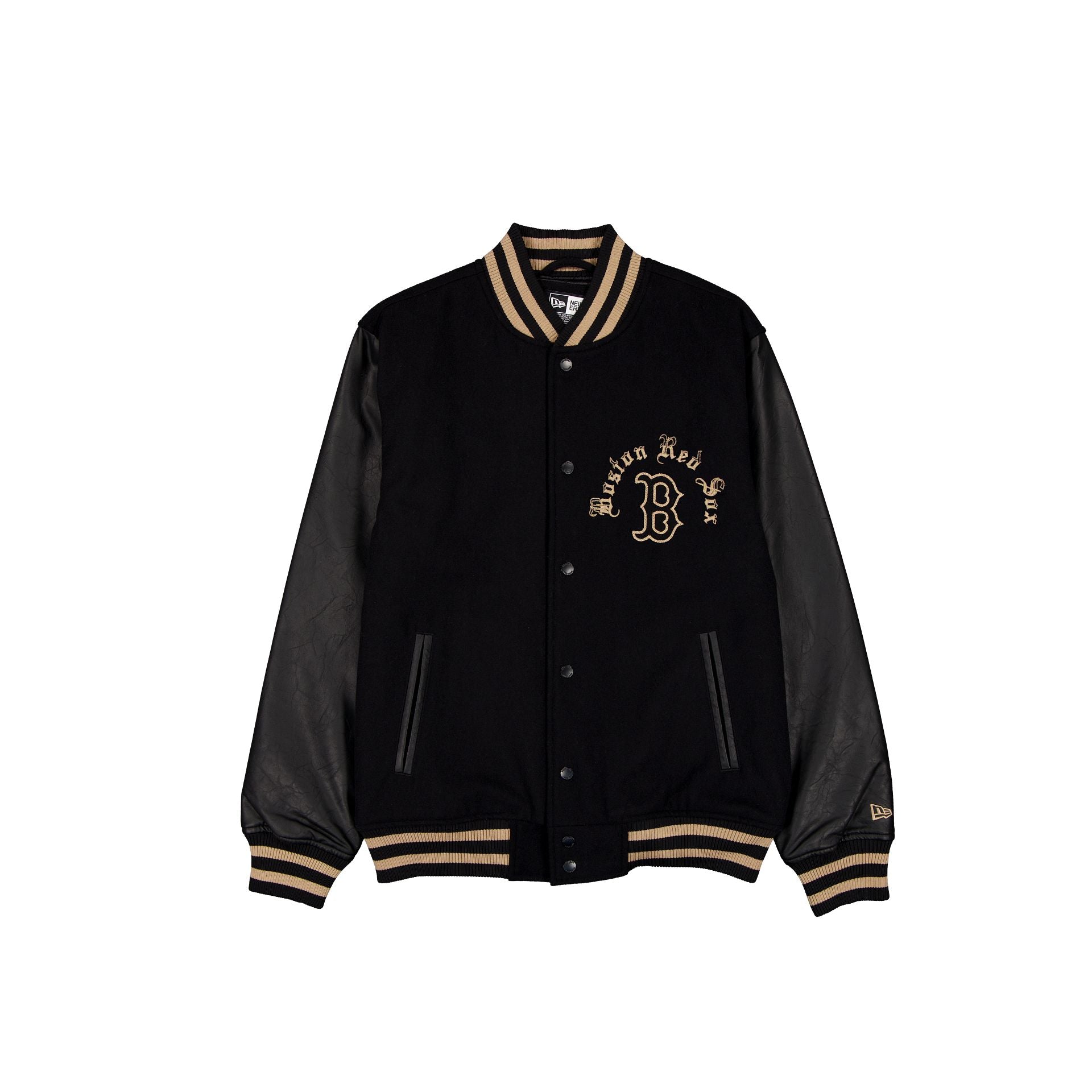 Boston Red Sox Gothic Lettering Black Wool Varsity Jacket – New