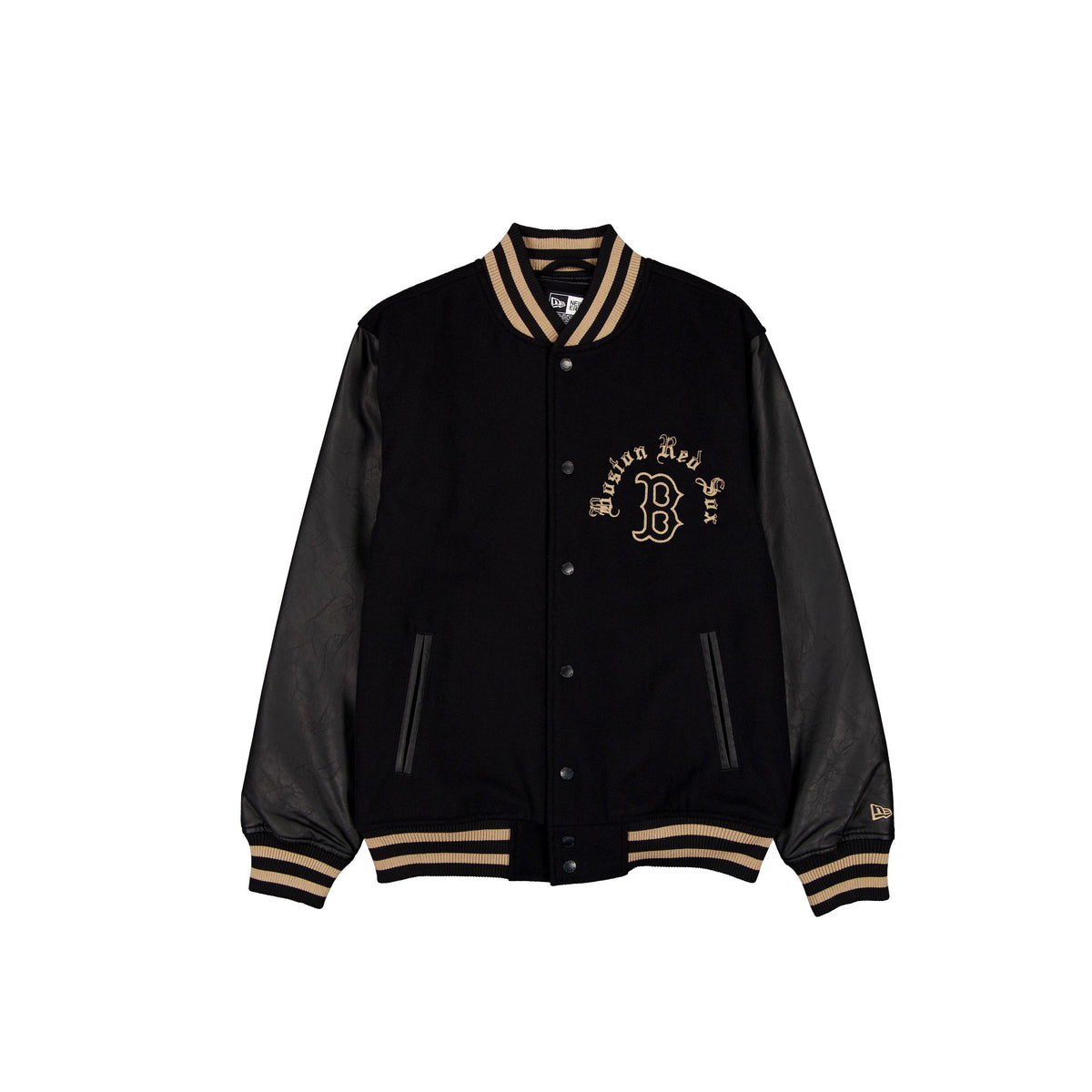 Boston Red Sox Gothic Lettering Black Wool Varsity Jacket
