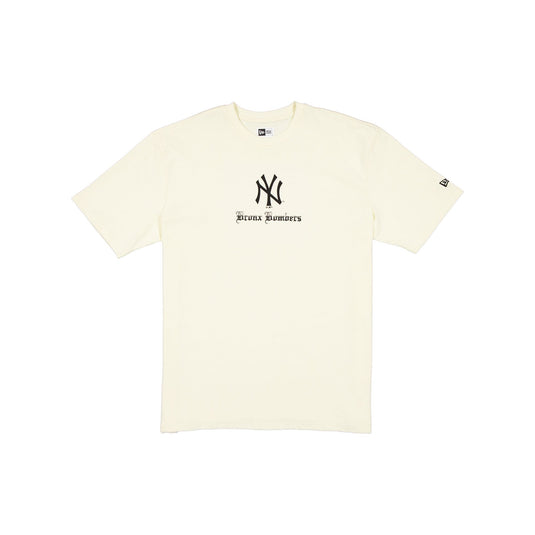 New York Yankees Gothic Lettering Chrome White T-Shirt