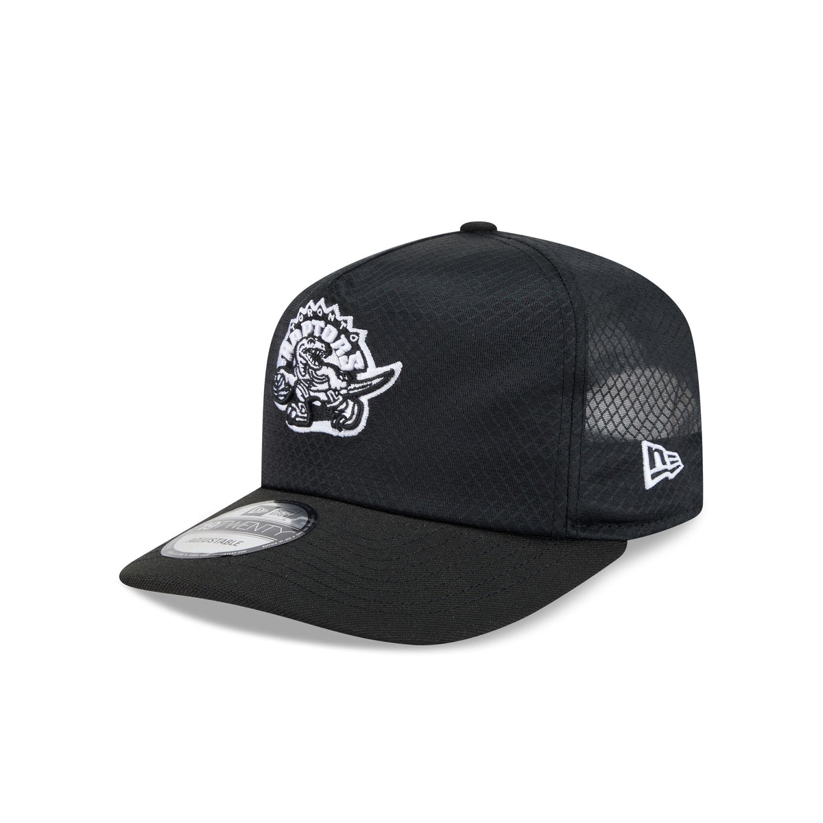 Toronto Raptors Black & White Mesh 19TWENTY Trucker Hat