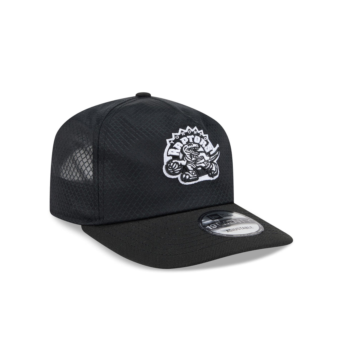 Toronto Raptors Black & White Mesh 19TWENTY Trucker Hat