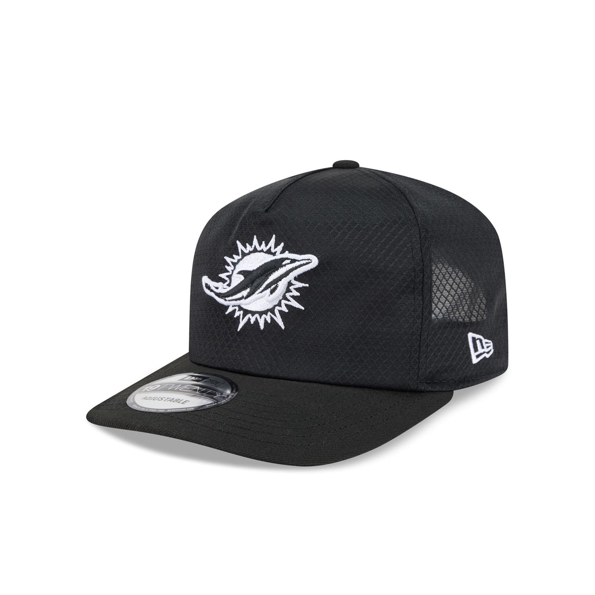 Miami Dolphins Black & White Mesh 19TWENTY Trucker Hat
