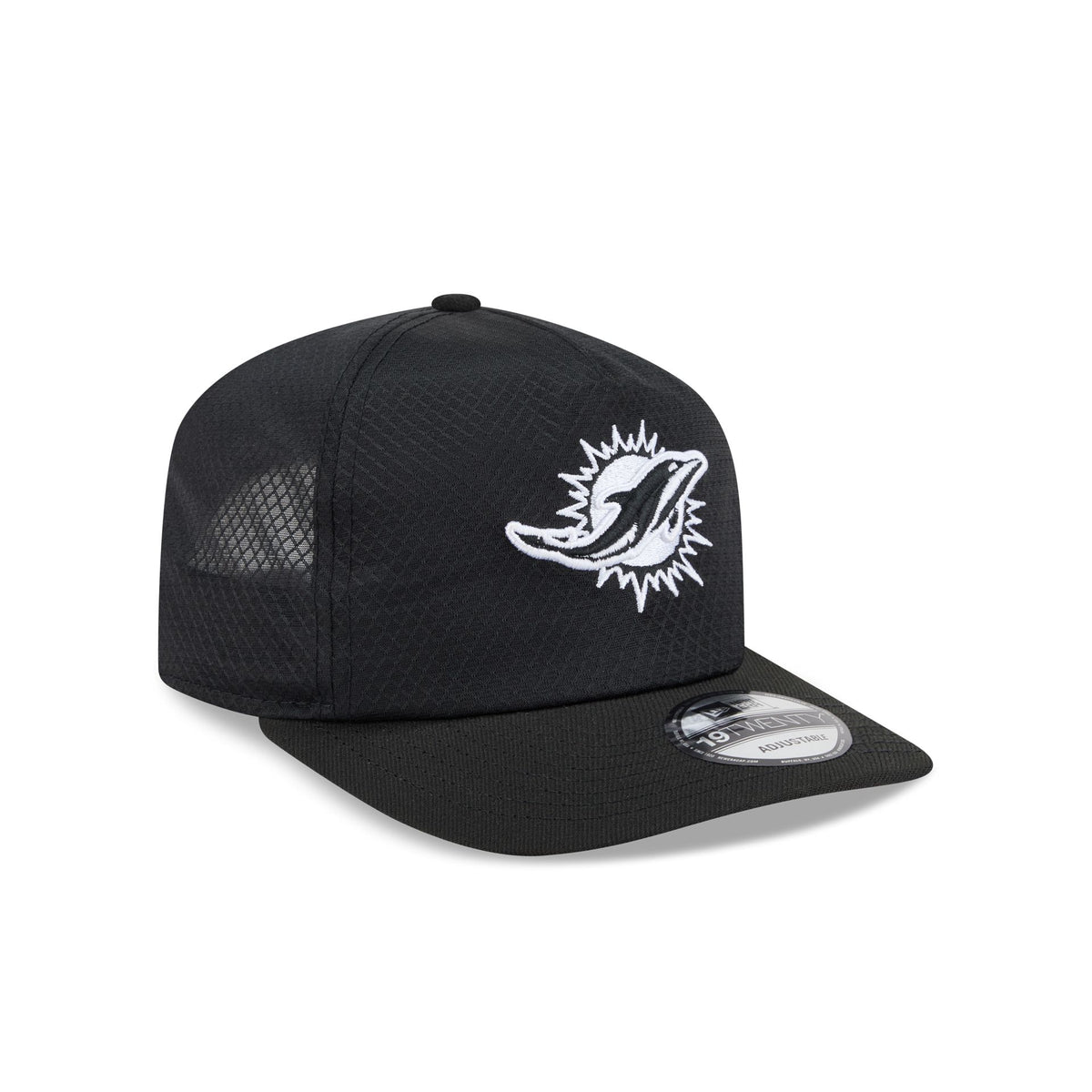 Miami Dolphins Black & White Mesh 19TWENTY Trucker Hat