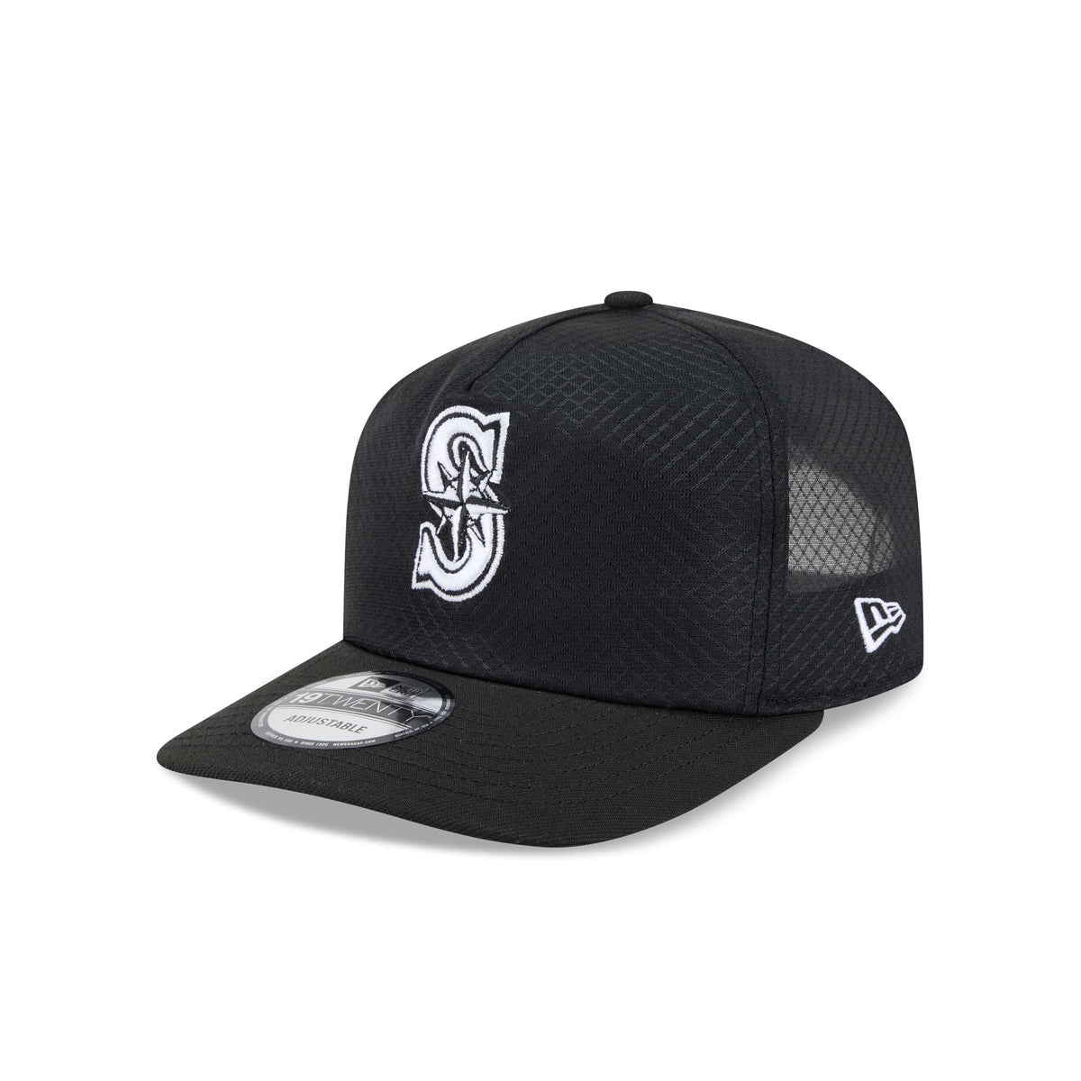 Seattle Mariners Black & White Mesh 19TWENTY Trucker Hat