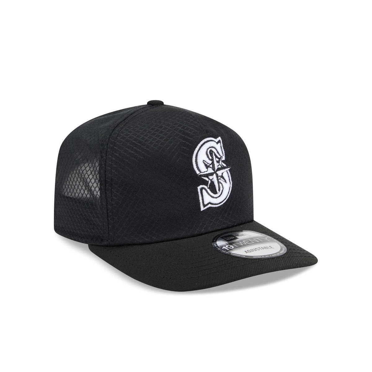 Seattle Mariners Black & White Mesh 19TWENTY Trucker Hat