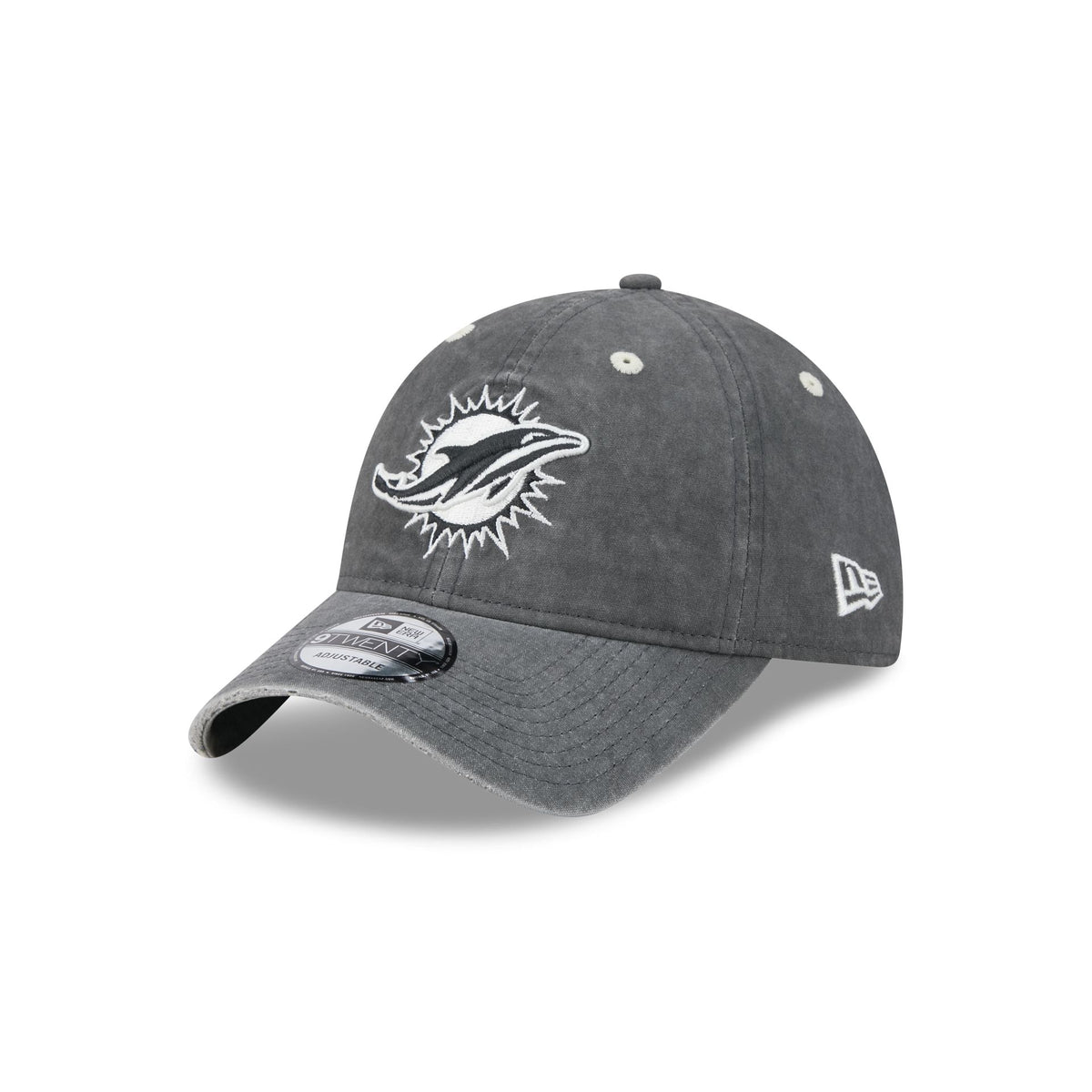 Miami Dolphins Washed Black Cotton 9TWENTY Adjustable Hat