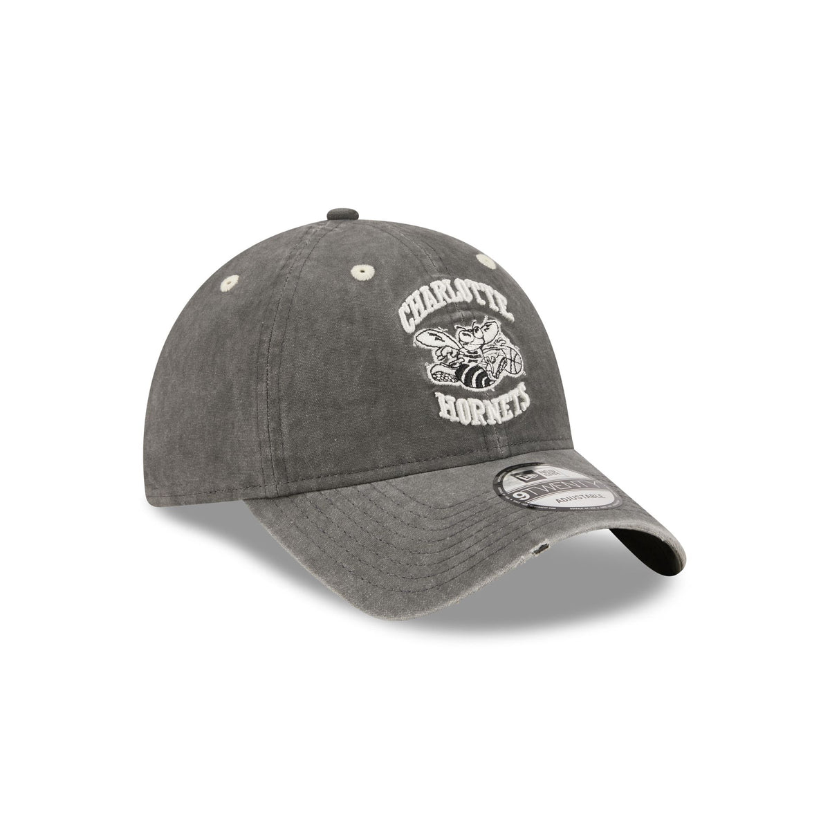Charlotte Hornets Washed Black Cotton 9TWENTY Adjustable Hat