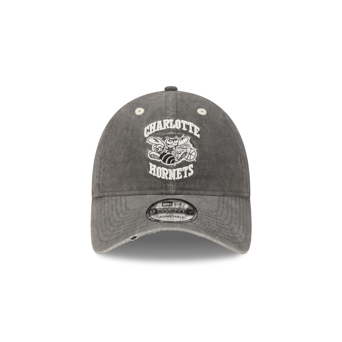 Charlotte Hornets Washed Black Cotton 9TWENTY Adjustable Hat