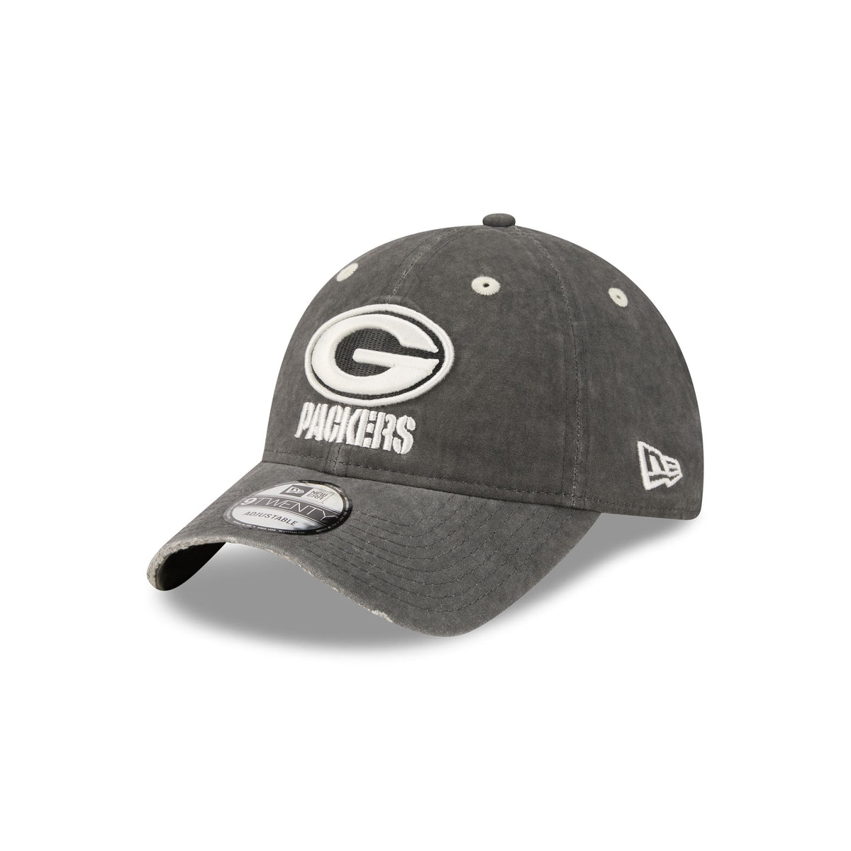 Green Bay Packers Washed Black Cotton 9TWENTY Adjustable Hat