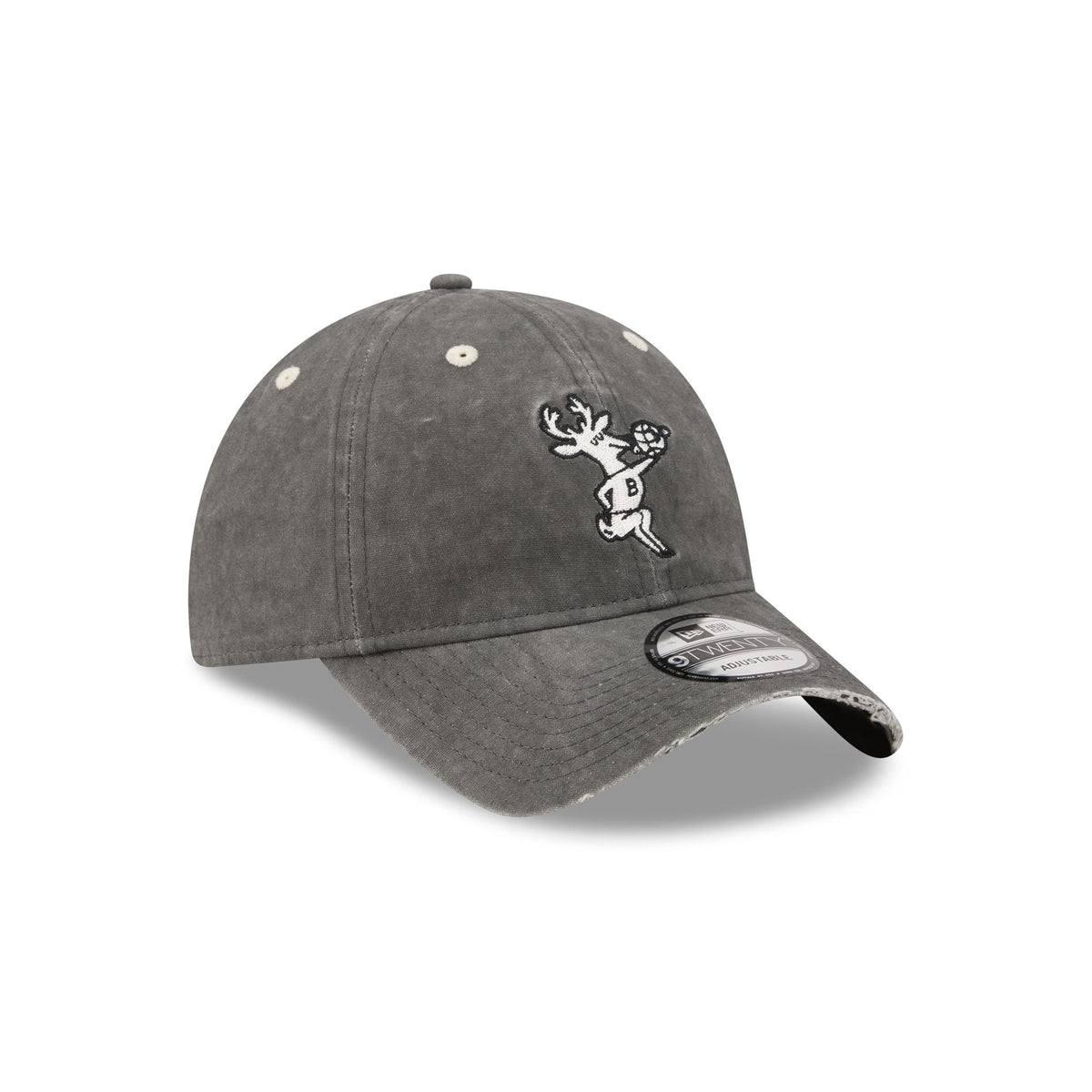 Milwaukee Bucks Washed Black Cotton 9TWENTY Adjustable Hat