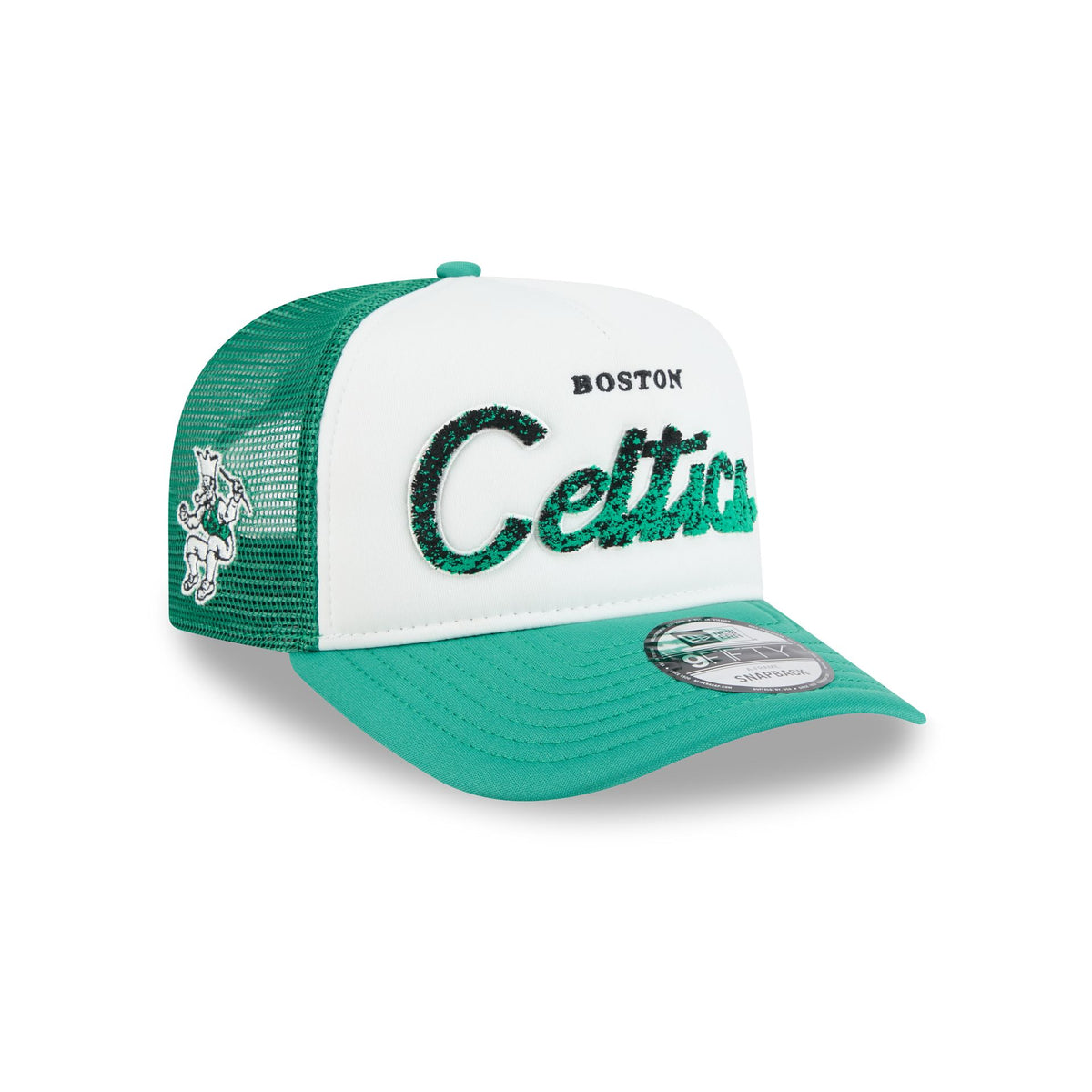 Boston Celtics Fade Script 9FIFTY A-Frame Trucker Hat