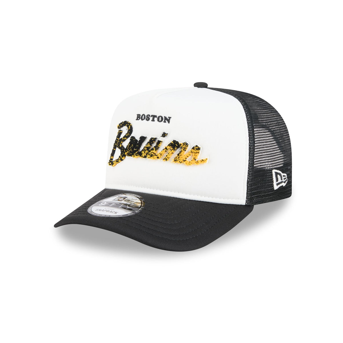 Boston Bruins Fade Script 9FIFTY A-Frame Trucker Hat