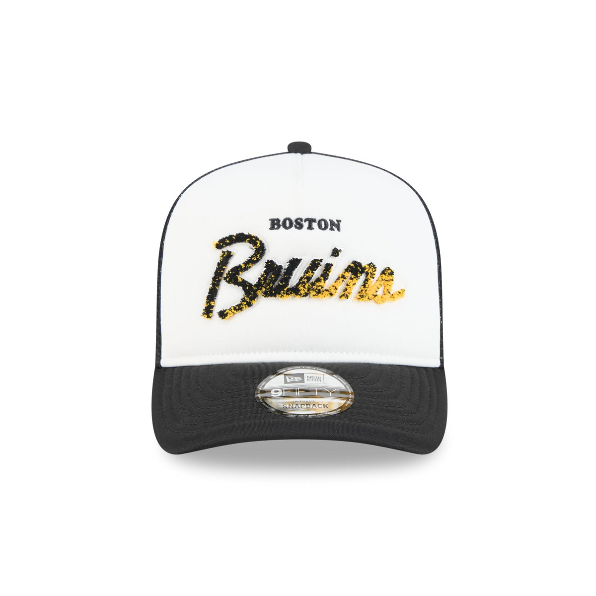 Boston Bruins Fade Script 9FIFTY A-Frame Trucker Hat