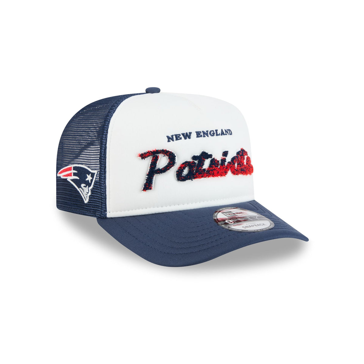 New England Patriots Fade Script 9FIFTY A-Frame Trucker Hat