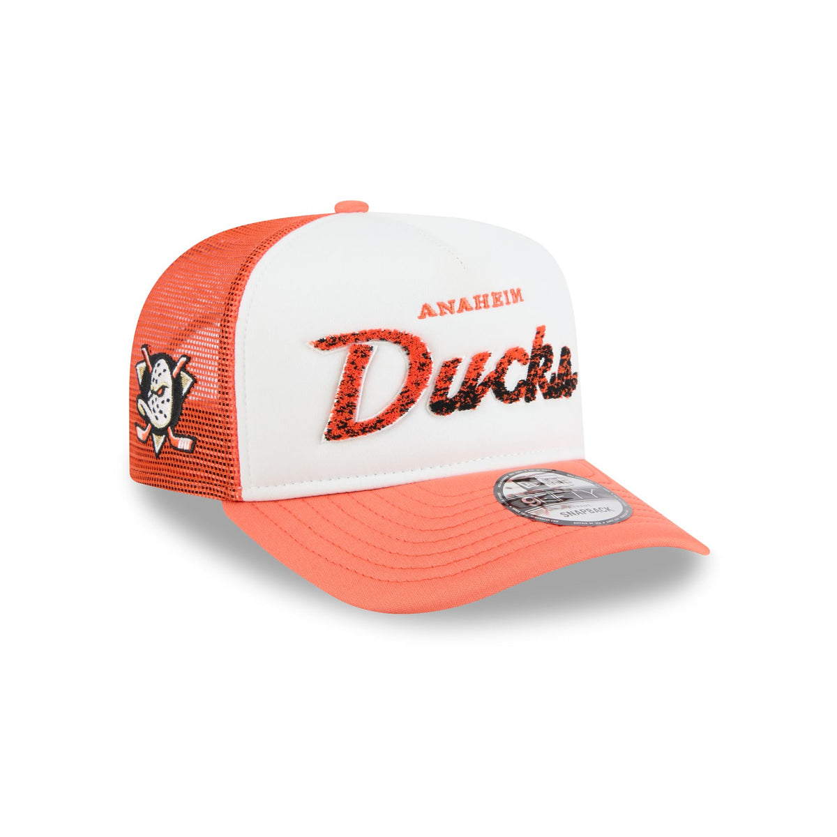 Anaheim Ducks Fade Script 9FIFTY A-Frame Trucker Hat