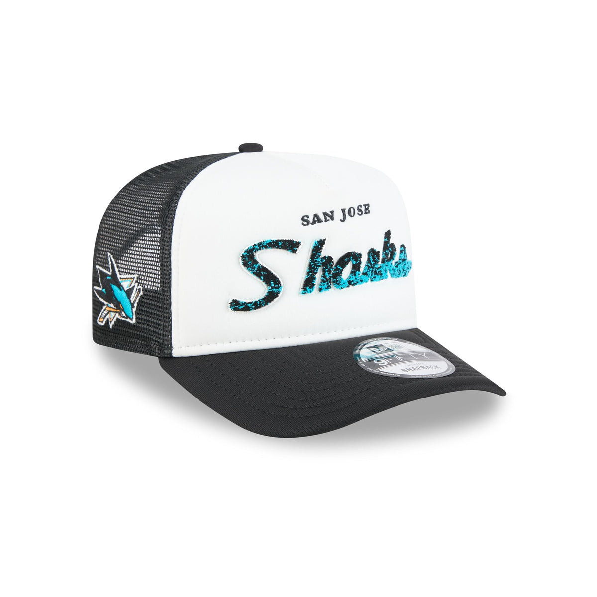 San Jose Sharks Fade Script 9FIFTY A-Frame Trucker Hat