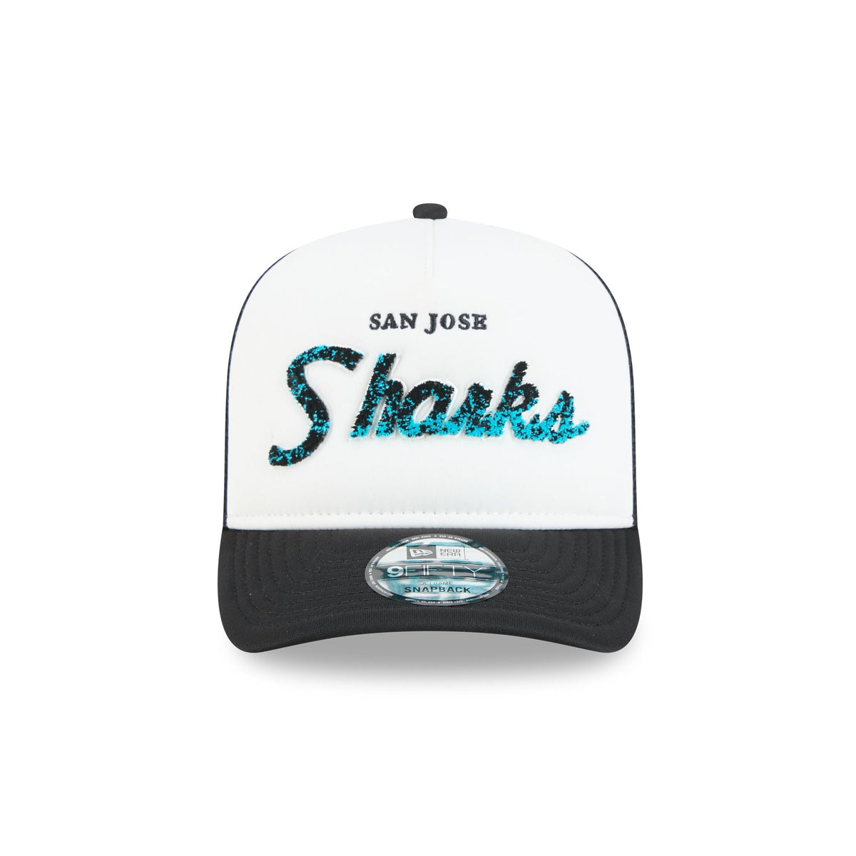 San Jose Sharks Fade Script 9FIFTY A-Frame Trucker Hat