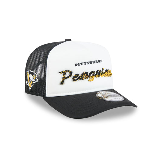 Pittsburgh Penguins Fade Script 9FIFTY A-Frame Trucker Hat