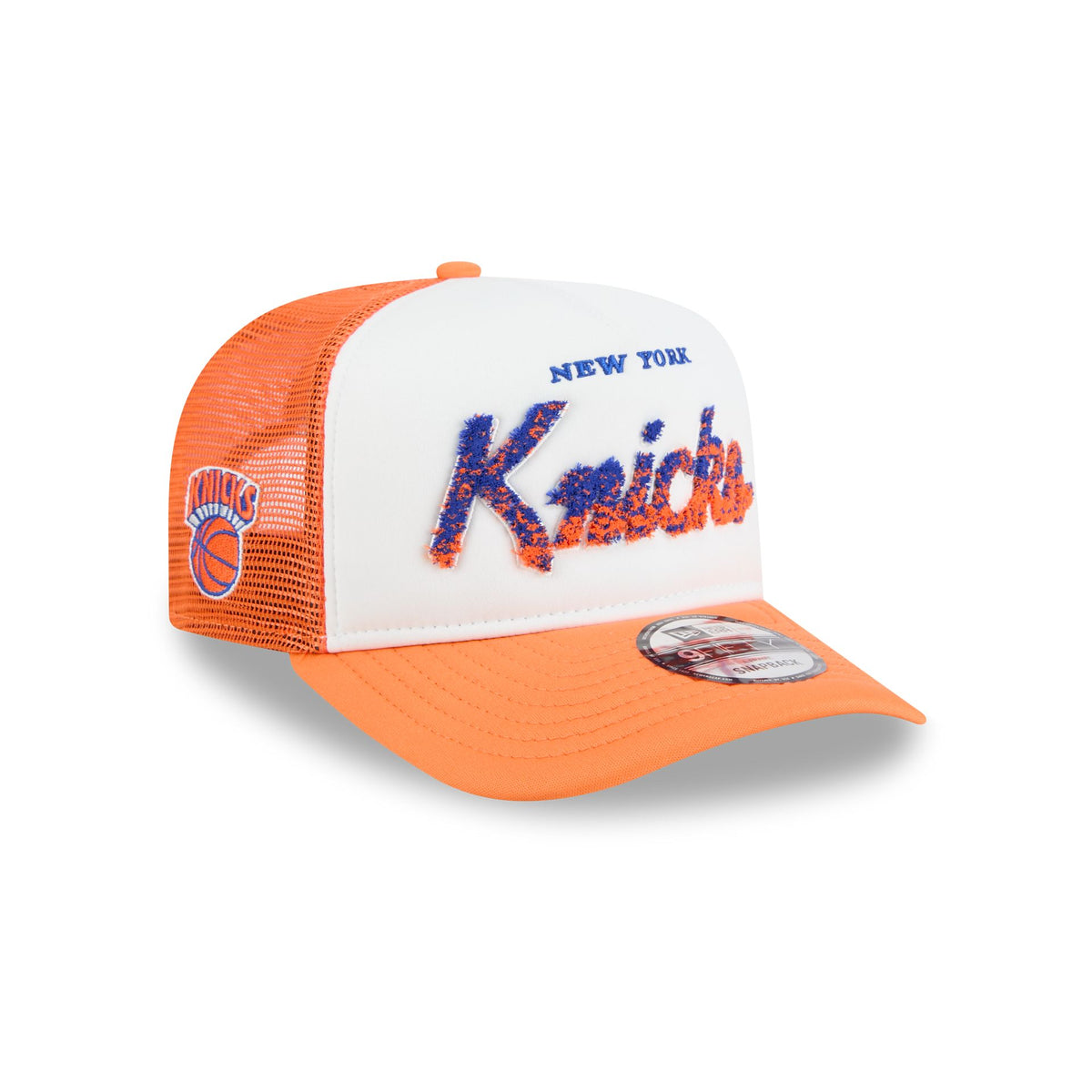 New York Knicks Fade Script 9FIFTY A-Frame Trucker Hat