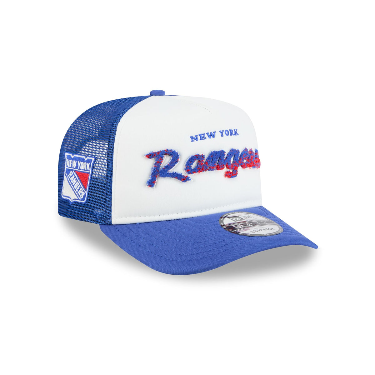 New York Rangers Fade Script 9FIFTY A-Frame Trucker Hat