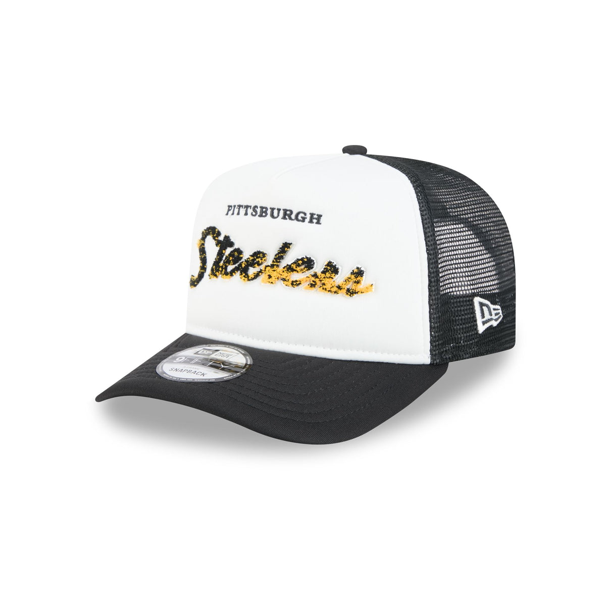 Pittsburgh Steelers Fade Script 9FIFTY A-Frame Trucker Hat