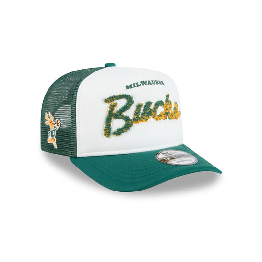 Milwaukee Bucks Fade Script 9FIFTY A-Frame Trucker Hat