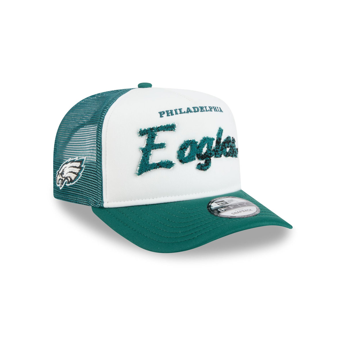 Philadelphia Eagles Fade Script 9FIFTY A-Frame Trucker Hat