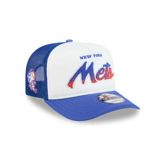 New York Mets Fade Script 9FIFTY A-Frame Trucker Hat