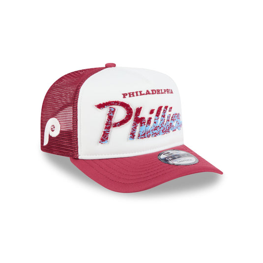 Philadelphia Phillies Fade Script 9FIFTY A-Frame Trucker Hat