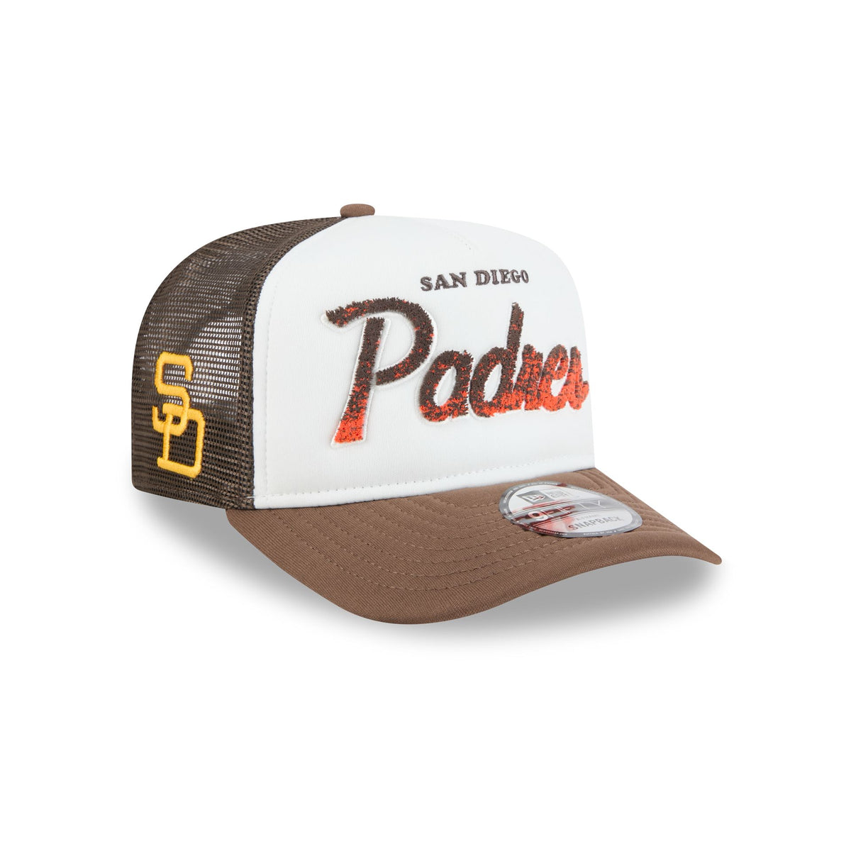 San Diego Padres Fade Script 9FIFTY A-Frame Trucker Hat