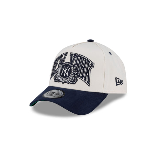 New York Yankees Navy Wordmark Suede 9FORTY A-Frame Snapback Hat