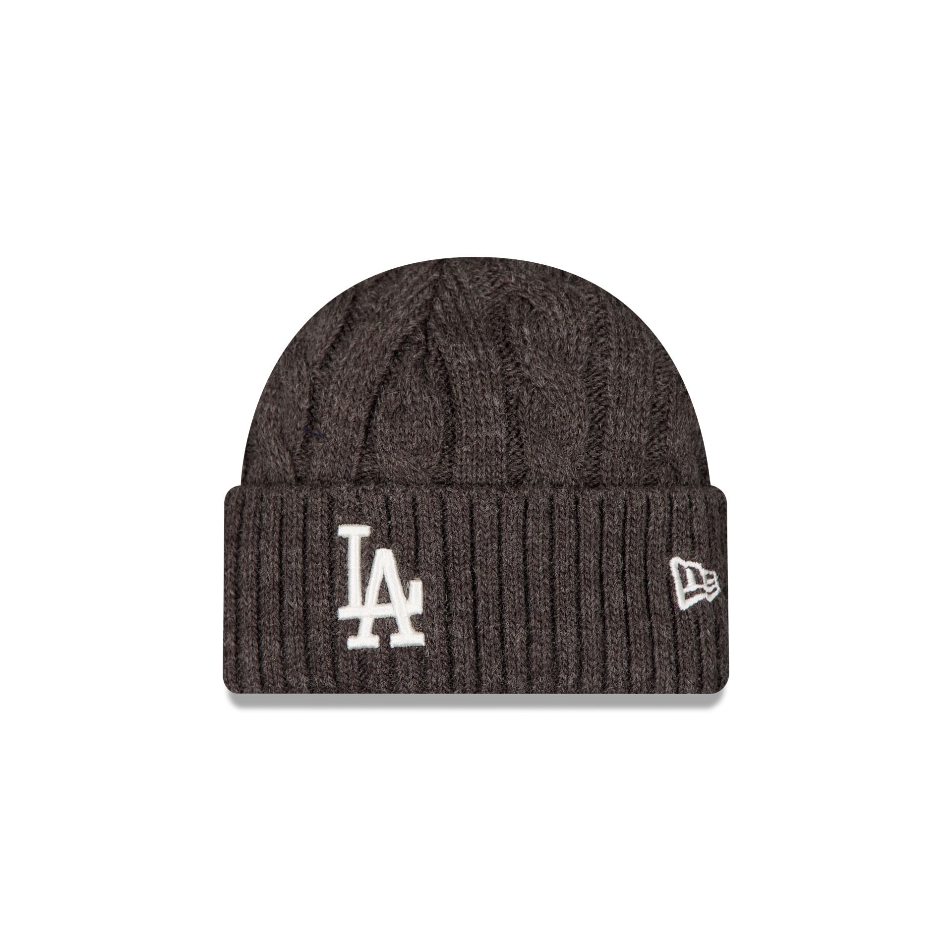 村上隆 MLB New Era LA Dodgers Cuff Beanie Los Angeles Dodgers Short Cuff Cable Knit Gray Beanie Hat – New