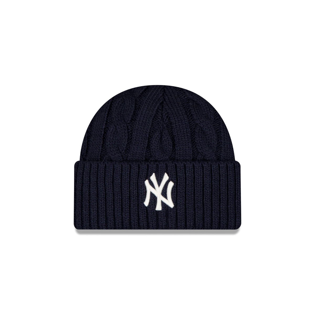 New York Yankees Short Cuff Cable Knit Navy Beanie Hat
