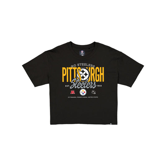 Pittsburgh Steelers 2026 Functional Fandom Women's Black Cropped T-Shirt - New Era Cap