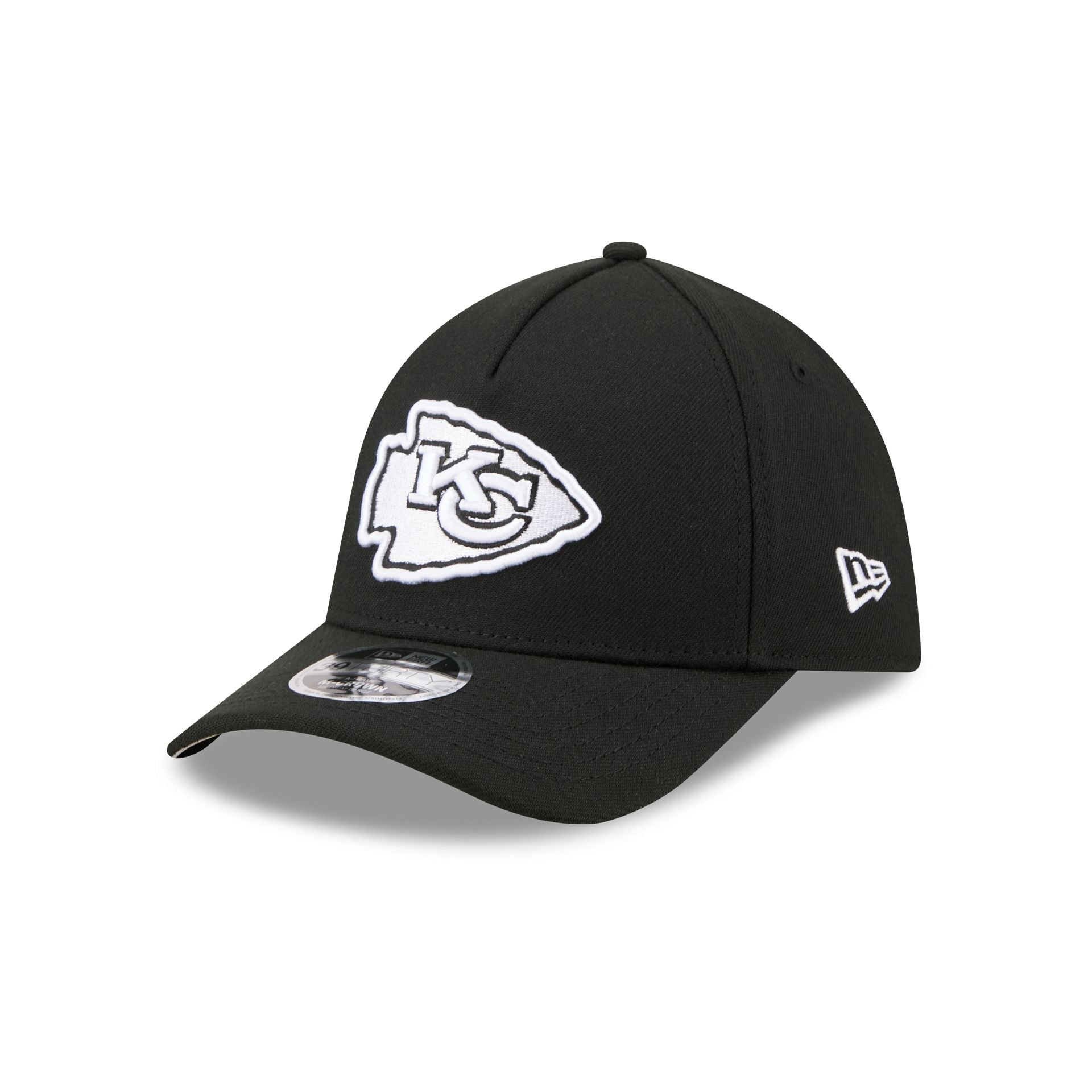 Kansas City Chiefs Poly Black & White 39THIRTY M-Crown A-Frame Stretch Fit Hat