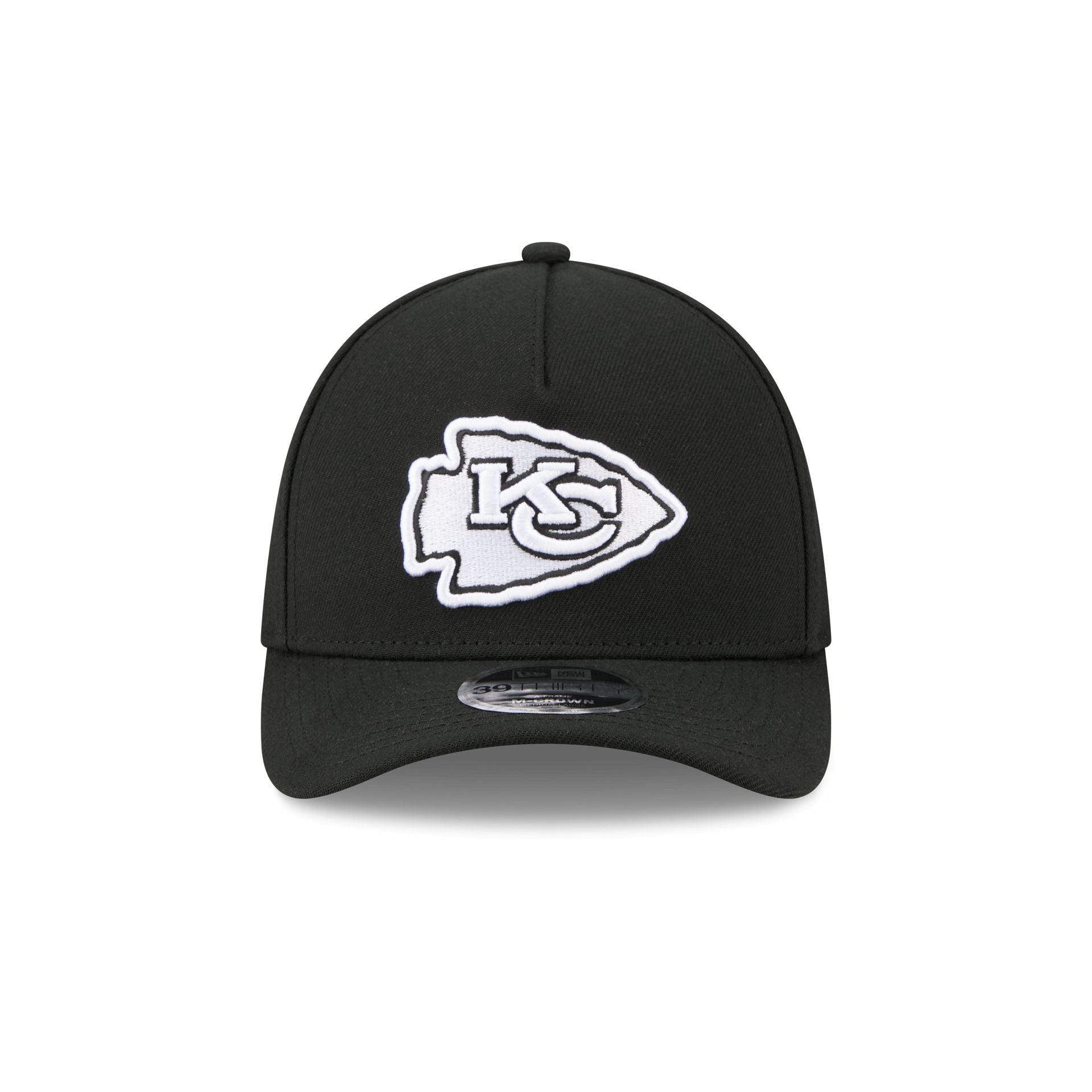 Kansas City Chiefs Poly Black & White 39THIRTY M-Crown A-Frame Stretch Fit Hat