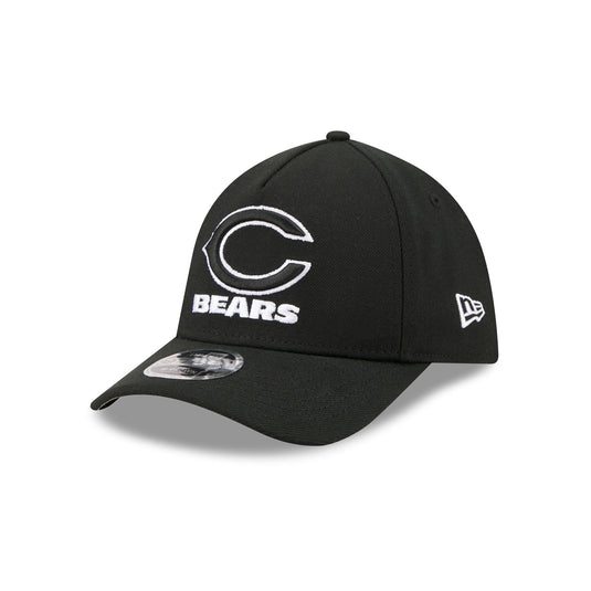 Chicago Bears Poly Black & White 39THIRTY M-Crown A-Frame Stretch Fit Hat