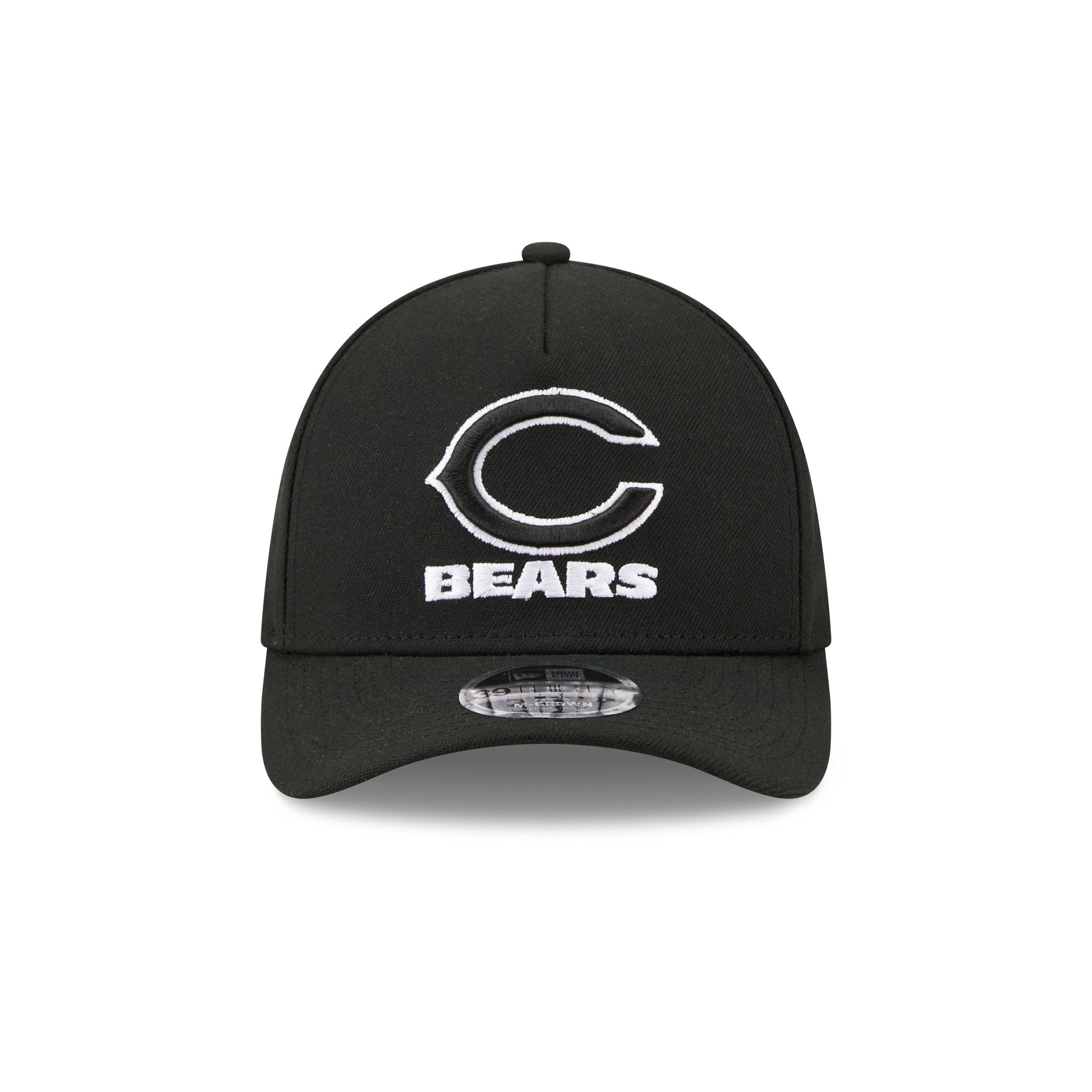 Chicago Bears Poly Black & White 39THIRTY M-Crown A-Frame Stretch Fit Hat
