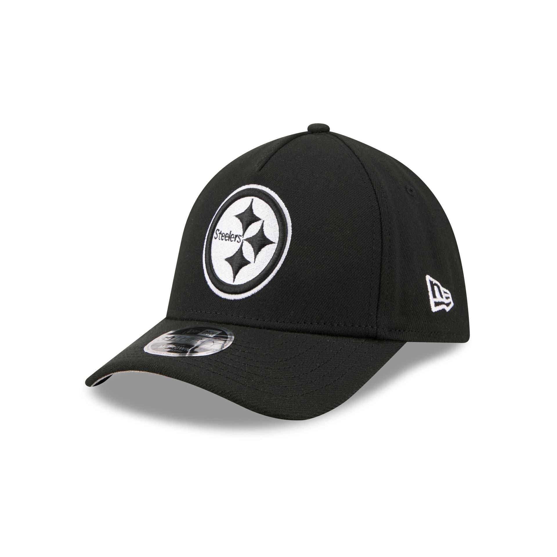 Pittsburgh Steelers Poly Black & White 39THIRTY M-Crown A-Frame Stretch Fit Hat