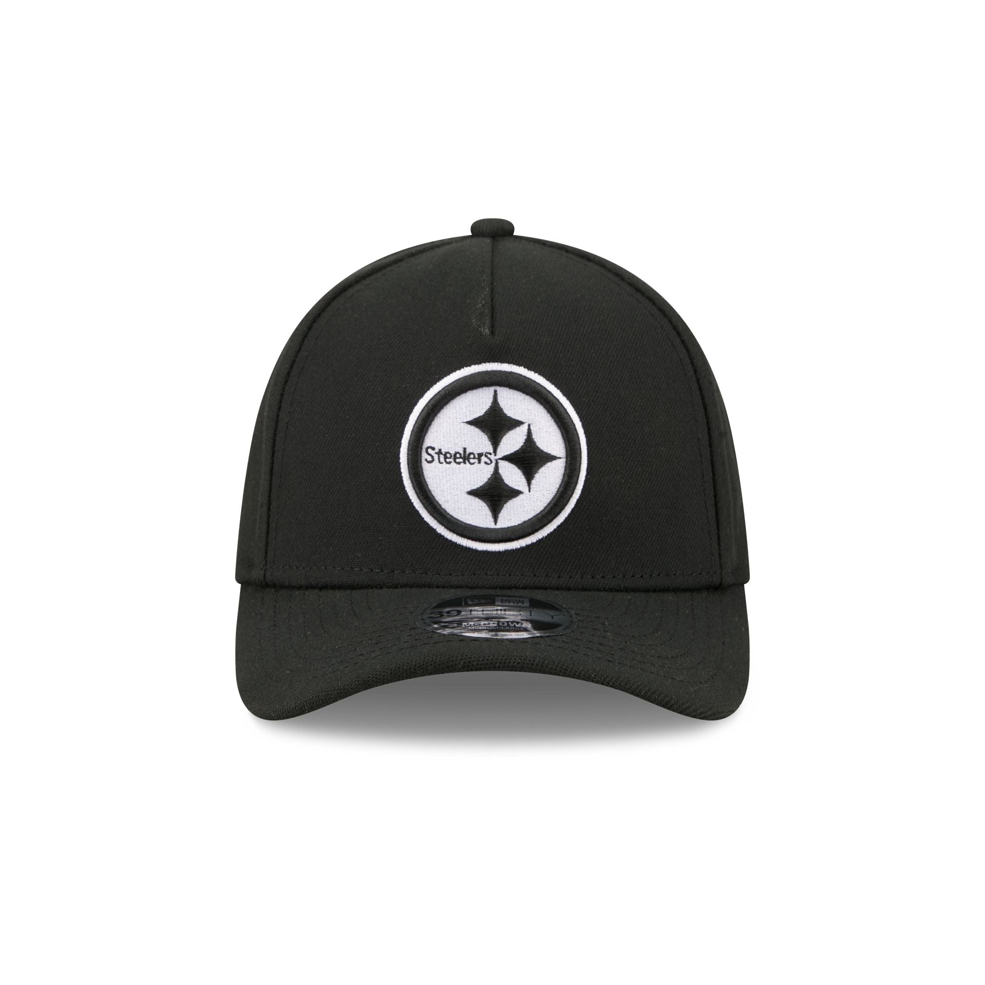 Pittsburgh Steelers Poly Black & White 39THIRTY M-Crown A-Frame Stretch Fit Hat
