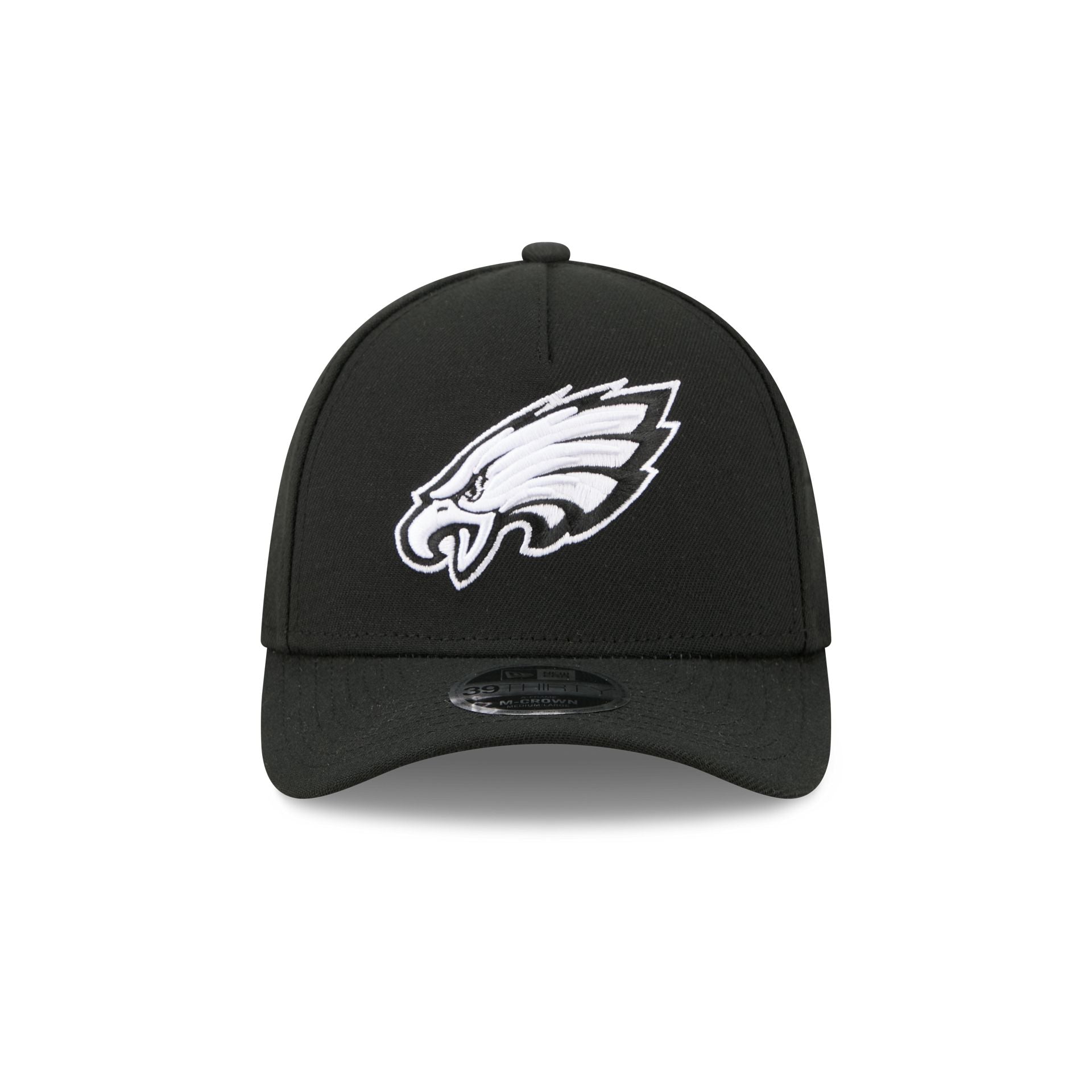 Philadelphia Eagles Poly Black & White 39THIRTY M-Crown A-Frame Stretch Fit Hat