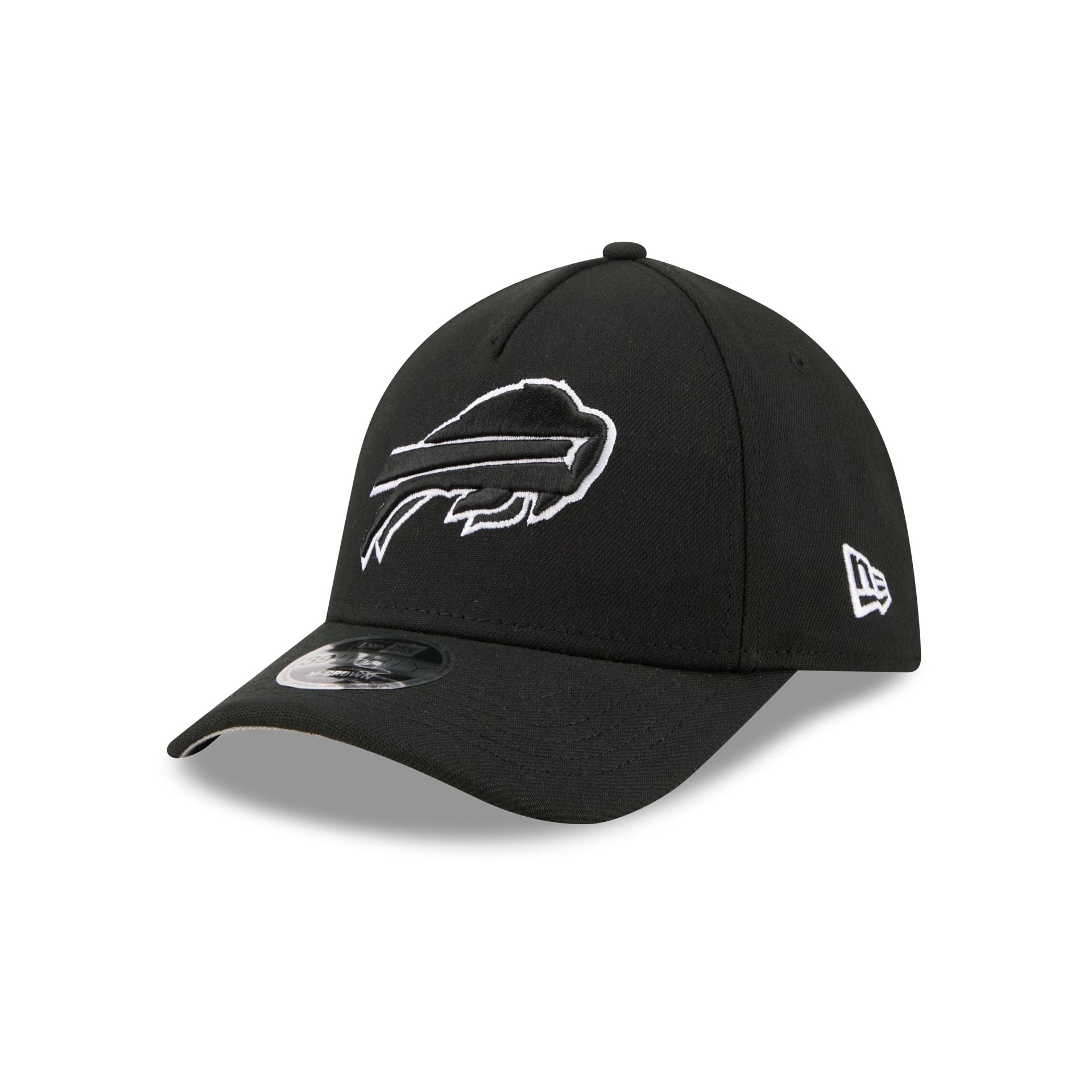 Buffalo Bills Poly Black & White 39THIRTY M-Crown A-Frame Stretch Fit Hat