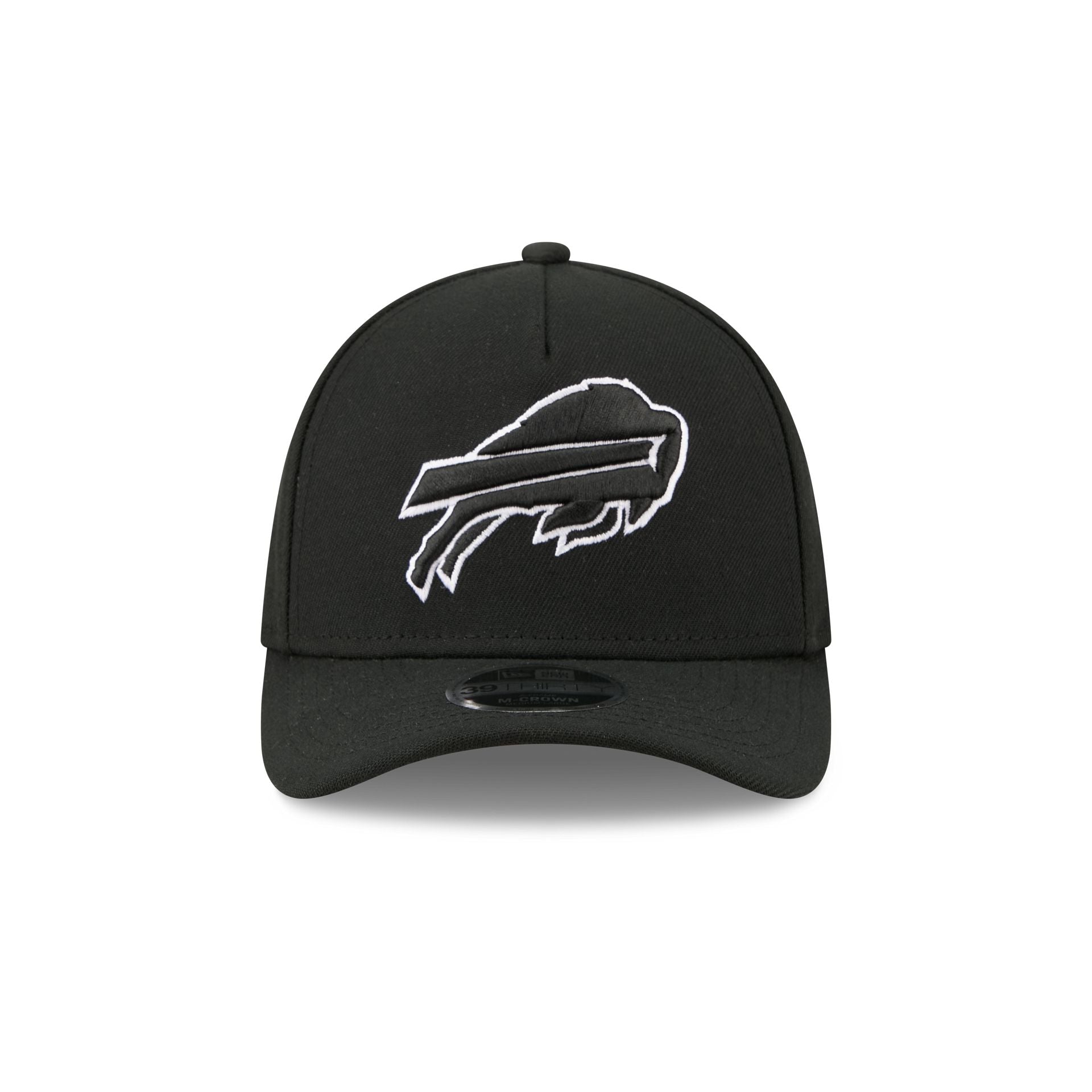 Buffalo Bills Poly Black & White 39THIRTY M-Crown A-Frame Stretch Fit Hat