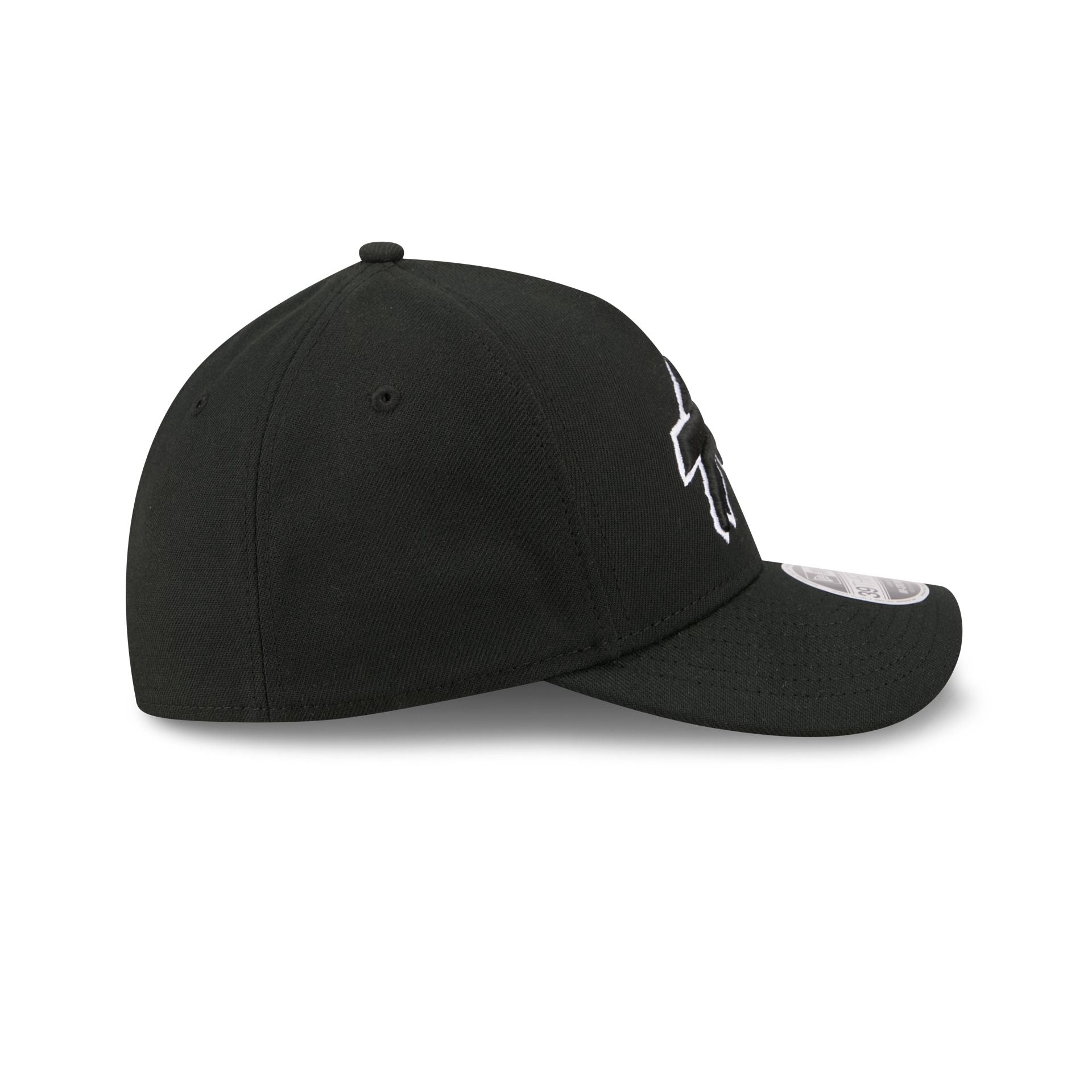 Buffalo Bills Poly Black & White 39THIRTY M-Crown A-Frame Stretch Fit Hat