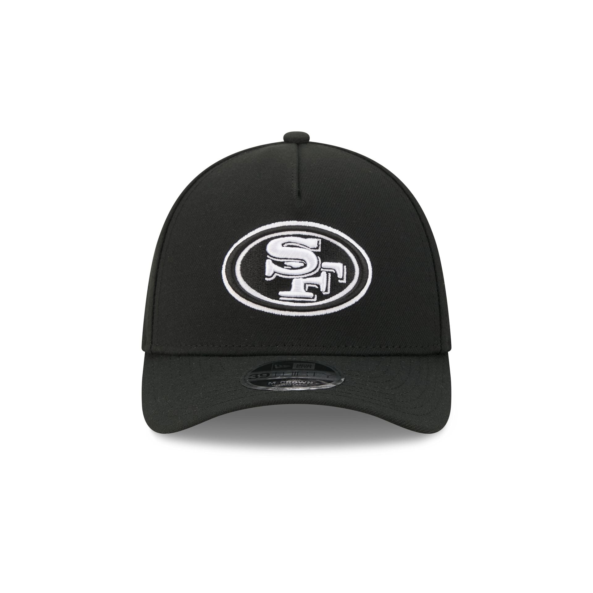 San Francisco 49ers Poly Black & White 39THIRTY M-Crown A-Frame Stretch Fit Hat